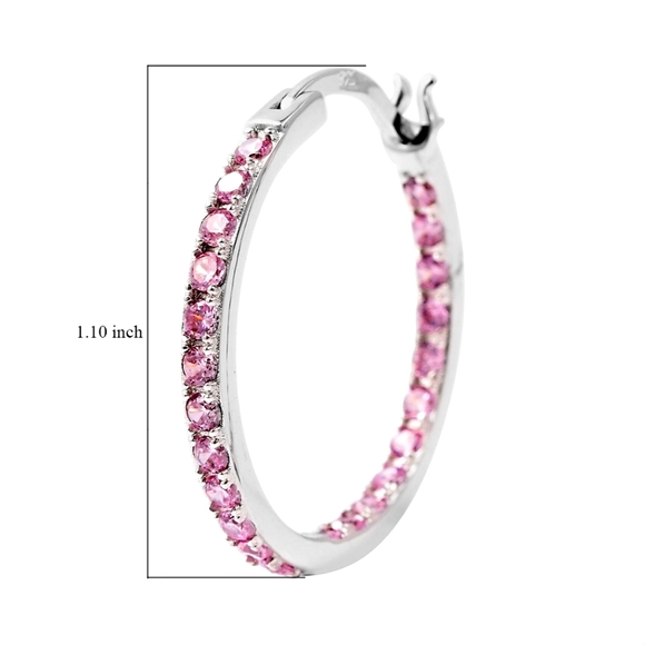 🔥PRICE DROP🔥NWT SIMULATED PINK DIAMOND HOOP EARRINGS IN STERLING SILVER - Picture 9 of 9